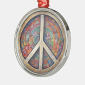 Peace Sign Pop Art Metalen Ornament (Links)