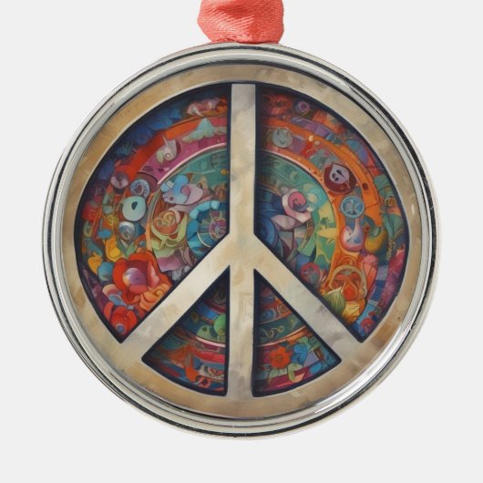 Peace Sign Pop Art Metalen Ornament (Voorkant)