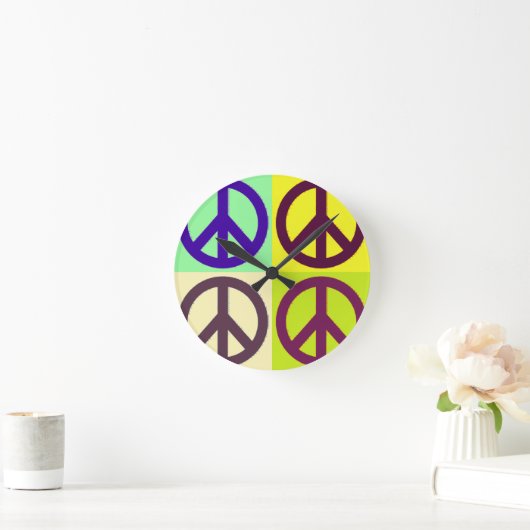 Peace Sign Pop Art Ronde Klok (Huis)