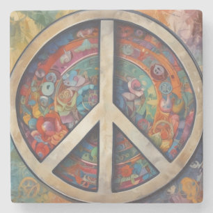 Peace Sign Pop Art Stenen Onderzetter