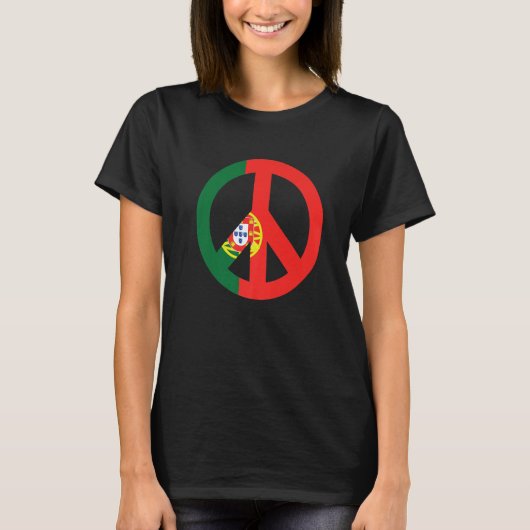 Peace Sign Portugal Flag T-shirt (Voorkant)