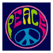 Peace Sign Psychedelic Hippie Style Poster (Voorkant)