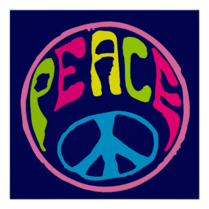 Peace Sign Psychedelic Hippie Style Poster