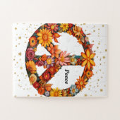 Peace Sign Puzzel met Faux Sterren & Bloemen Legpuzzel (Horizontaal)
