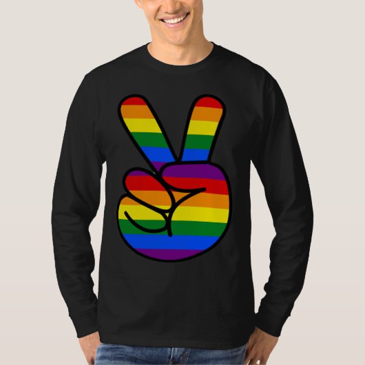 Peace Sign Rainbow Hippie Love T-shirt (Voorkant)