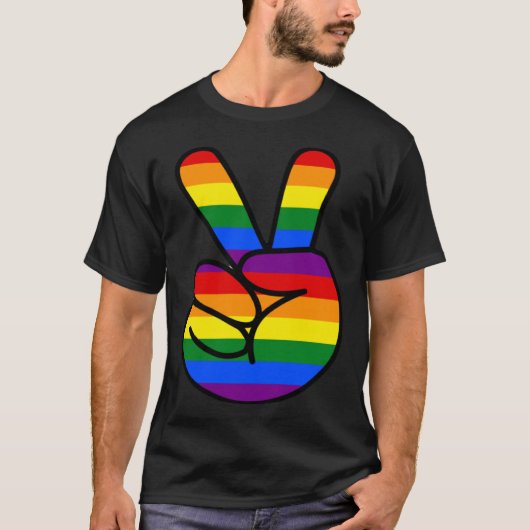 Peace Sign Rainbow Hippie Love T-shirt (Voorkant)