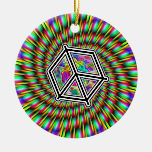 PEACE SIGN - RAINBOW SPIRAAL KERAMISCH ORNAMENT (Voorkant)