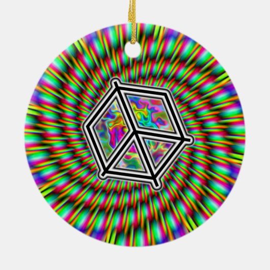 PEACE SIGN - RAINBOW SPIRAAL KERAMISCH ORNAMENT (Achterkant)