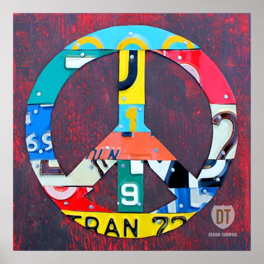 Peace Sign Recycled License Bord Art Poster (Voorkant)