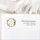 Peace Sign Rustisch kerstlabel Etiket (Insitu)