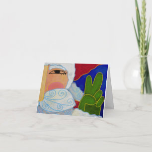 Peace Sign Santa Claus Abstracte kunst Kaart
