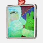 Peace Sign Santa Claus Abstracte kunst Metalen Ornament (Links)