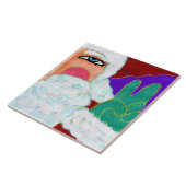 Peace Sign Santa Claus Abstracte kunst Tegeltje (Zijkant)