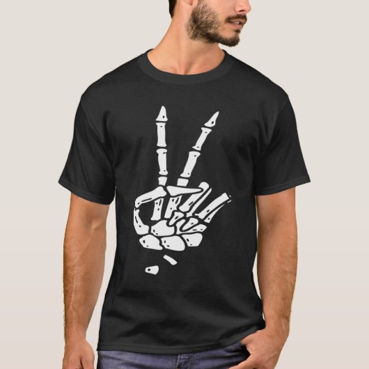 Peace Sign Skeleton Hand T-shirt (Voorkant)