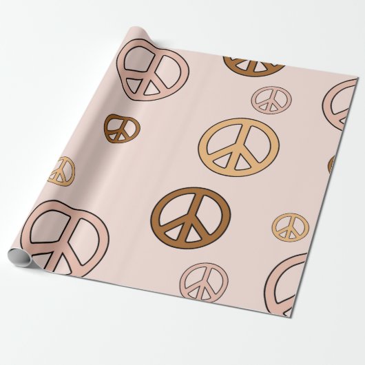PEACE SIGN STAINLESS GROOVY HIPPIE ONTWERP CADEAUPAPIER (Uitgerold)