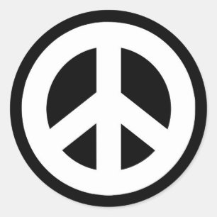 Peace Sign Sticker - Wit op Zwart