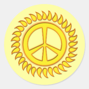 PEACE SIGN SUN RONDE STICKER