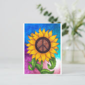Peace Sign Sunflower Briefpapier Briefkaart (Staand voorkant)