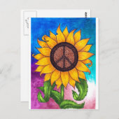 Peace Sign Sunflower Briefpapier Briefkaart (Voorkant / Achterkant)