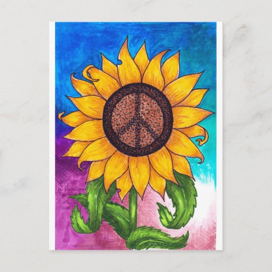 Peace Sign Sunflower Briefpapier Briefkaart (Voorkant)