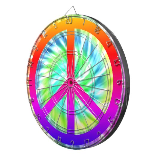 Peace Sign Tie Dye Design Dart Board Dartbord (Voorkant Rechts)