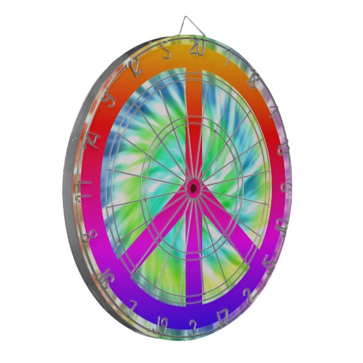 Peace Sign Tie Dye Design Dart Board Dartbord (Voorkant Links)
