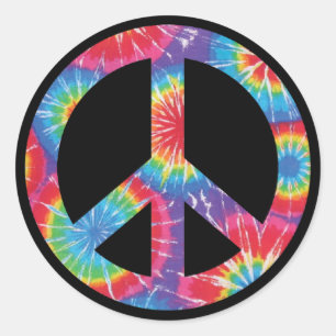 PEACE SIGN Tie Dye Ronde Sticker