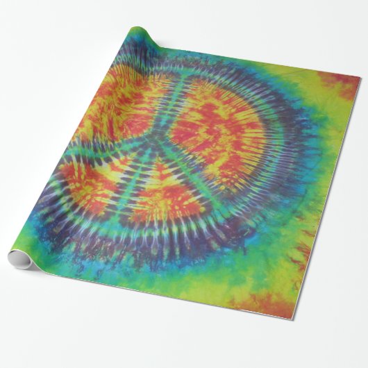 Peace Sign Tie Dye Wrapping Paper Cadeaupapier (Uitgerold)