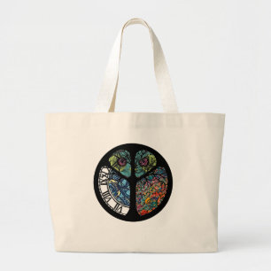 Peace Sign Tree Uil Kleurrijk ontwerp Grote Tote Bag