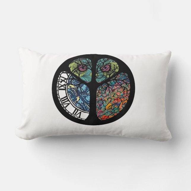 Peace Sign Tree Uil Kleurrijk ontwerp Kussen (Voorkant)