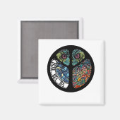 Peace Sign Tree Uil Kleurrijk ontwerp Magneet (Voorkant / Achterkant)