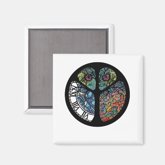 Peace Sign Tree Uil Kleurrijk ontwerp Magneet (Voorkant / Achterkant)