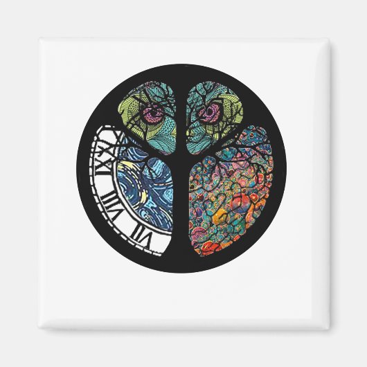 Peace Sign Tree Uil Kleurrijk ontwerp Magneet (Voorkant)