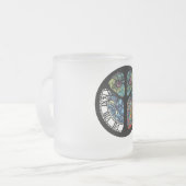 Peace Sign Tree Uil Kleurrijk ontwerp Matglas Koffiemok (Voorkant links)