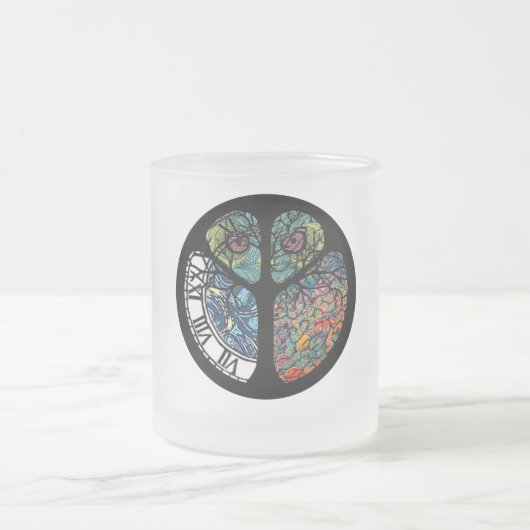 Peace Sign Tree Uil Kleurrijk ontwerp Matglas Koffiemok (Center)