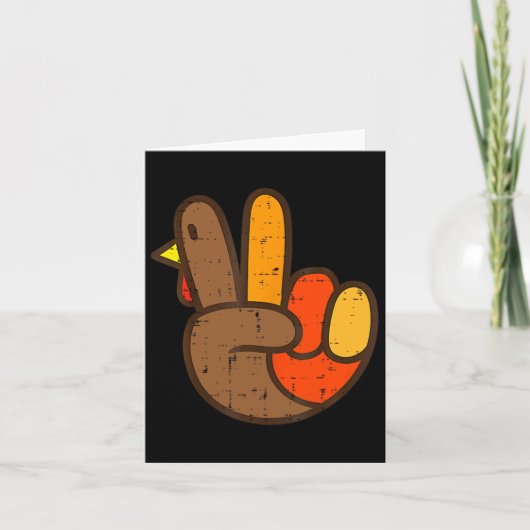 Peace Sign Turkey Hand Cool Thanksgiving Hippie me Kaart (Voorkant)