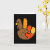 Peace Sign Turkey Hand Cool Thanksgiving Hippie me Kaart (Gele Bloem)