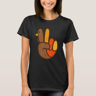 Peace Sign Turkey Hand Cool Thanksgiving Hippie Me T-shirt