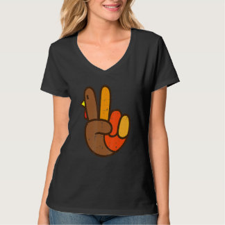 Peace Sign Turkey Hand Cool Thanksgiving Hippie Me T-shirt