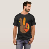 Peace Sign Turkey Hand Cool Thanksgiving Hippie Me T-shirt (Voorkant volledig)