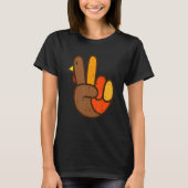 Peace Sign Turkey Hand Cool Thanksgiving Hippie me T-shirt (Voorkant)