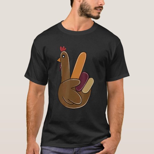 Peace Sign Turkey Hand Cool Thanksgiving Hippie Me T-shirt (Voorkant)