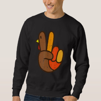 Peace Sign Turkey Hand Cool Thanksgiving Hippie Me Trui