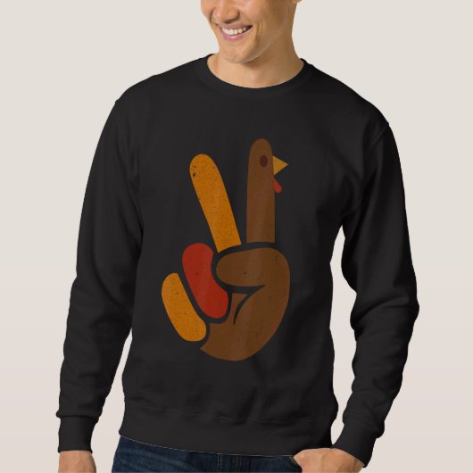 Peace Sign Turkey Hand Cool Thanksgiving Men Women Trui (Voorkant)