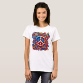 Peace Sign-USA-4 juli-Groovy T-shirt (Voorkant volledig)