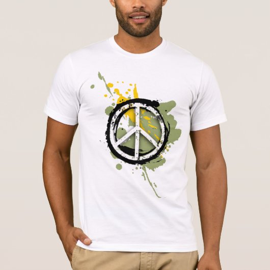 Peace Sign White op Black Hoodie T-shirt (Voorkant)