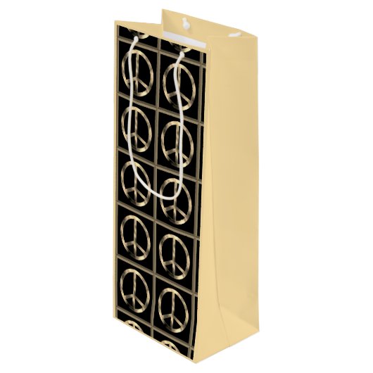 PEACE SIGN Wijn Gift Bag Cadeautas (Voorkant Gekanteld)