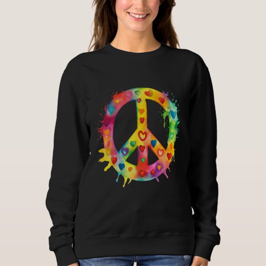 Peace Sign World Love Flowers Hippie Groovy Vibes  Trui (Voorkant)