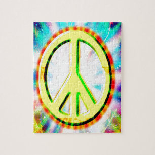PEACE Sign Yellow Colorful Happy and Fun Legpuzzel