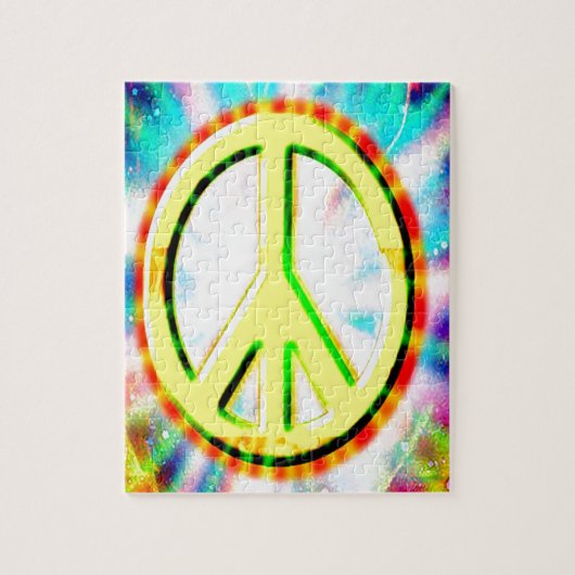 PEACE Sign Yellow Colorful Happy and Fun Legpuzzel (Verticaal)